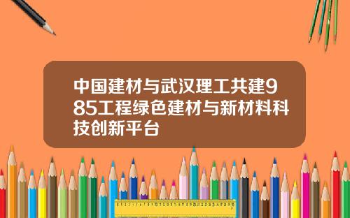 中国建材与武汉理工共建985工程绿色建材与新材料科技创新平台