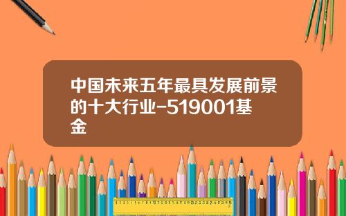 中国未来五年最具发展前景的十大行业-519001基金