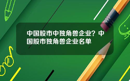 中国股市中独角兽企业？中国股市独角兽企业名单