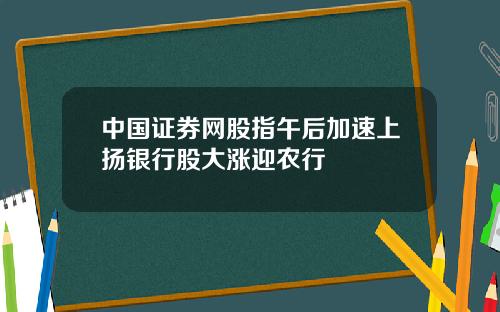 中国证券网股指午后加速上扬银行股大涨迎农行