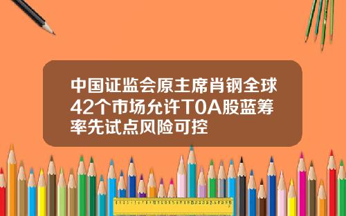 中国证监会原主席肖钢全球42个市场允许T0A股蓝筹率先试点风险可控