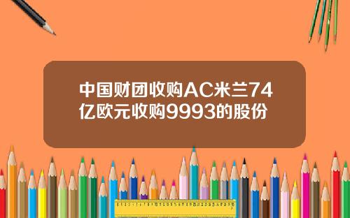 中国财团收购AC米兰74亿欧元收购9993的股份