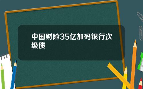 中国财险35亿加码银行次级债