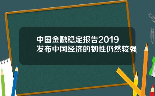 中国金融稳定报告2019发布中国经济的韧性仍然较强
