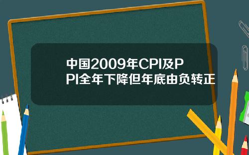 中国2009年CPI及PPI全年下降但年底由负转正