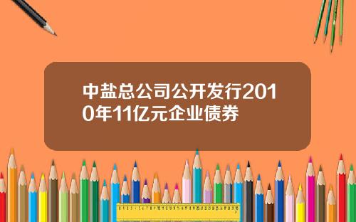 中盐总公司公开发行2010年11亿元企业债券