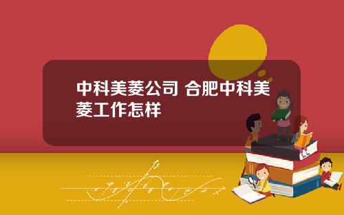 中科美菱公司 合肥中科美菱工作怎样