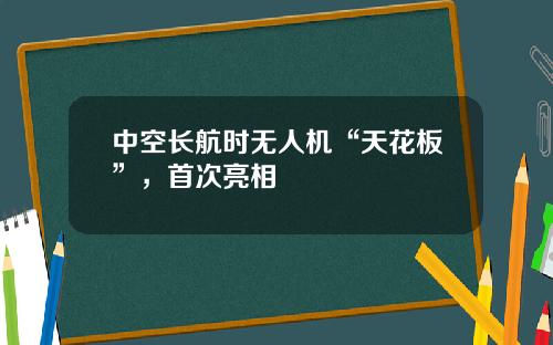 中空长航时无人机“天花板”，首次亮相