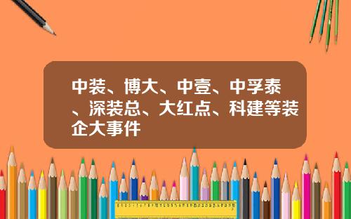 中装、博大、中壹、中孚泰、深装总、大红点、科建等装企大事件