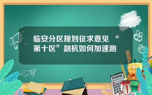 临安分区规划征求意见 “第十区”融杭如何加速跑