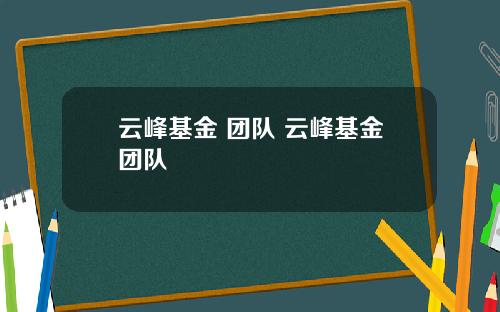 云峰基金 团队 云峰基金团队