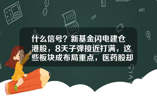 什么信号？新基金闪电建仓港股，8天子弹接近打满，这些板块成布局重点，医药股却遭嫌弃-基金建仓时间
