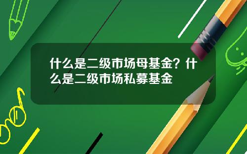 什么是二级市场母基金?什么是二级市场私募基金