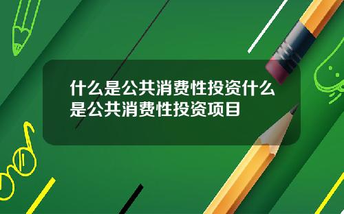 什么是公共消费性投资什么是公共消费性投资项目