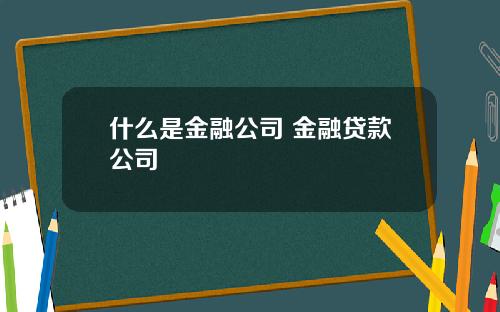 什么是金融公司 金融贷款公司