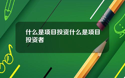 什么是项目投资什么是项目投资者