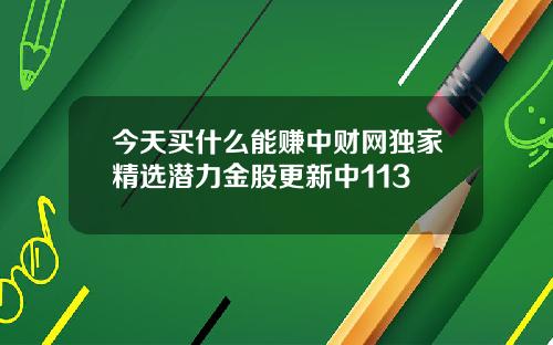 今天买什么能赚中财网独家精选潜力金股更新中113