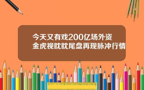 今天又有戏200亿场外资金虎视眈眈尾盘再现脉冲行情