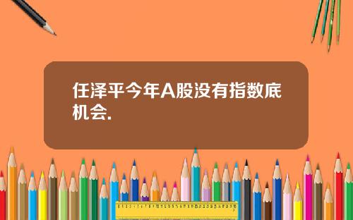 任泽平今年A股没有指数底机会.