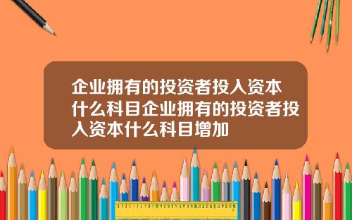 企业拥有的投资者投入资本什么科目企业拥有的投资者投入资本什么科目增加