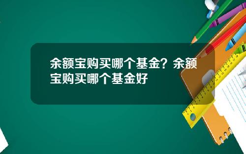 余额宝购买哪个基金？余额宝购买哪个基金好