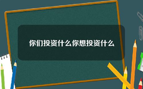 你们投资什么你想投资什么