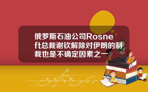 俄罗斯石油公司Rosneft总裁谢钦解除对伊朗的制裁也是不确定因素之一
