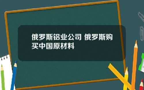 俄罗斯铝业公司 俄罗斯购买中国原材料
