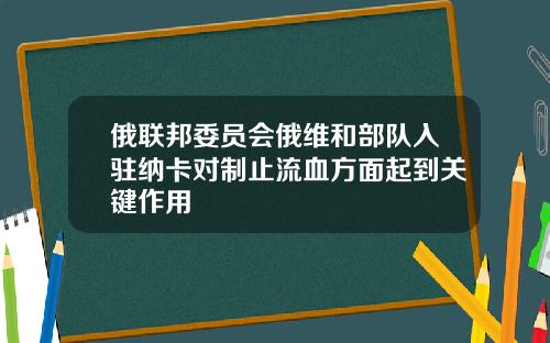 俄联邦委员会俄维和部队入驻纳卡对制止流血方面起到关键作用