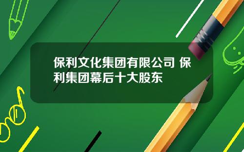 保利文化集团有限公司 保利集团幕后十大股东