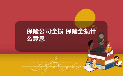 保险公司全损 保险全损什么意思