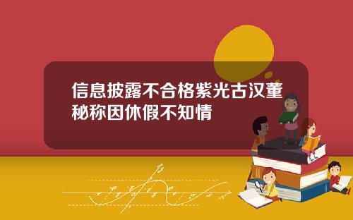 信息披露不合格紫光古汉董秘称因休假不知情