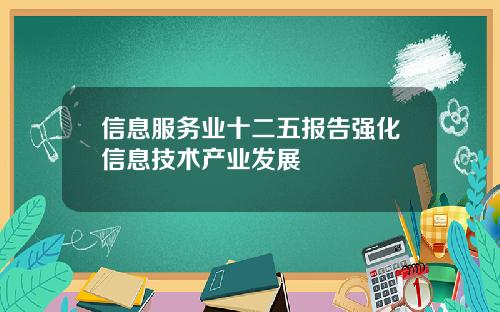 信息服务业十二五报告强化信息技术产业发展