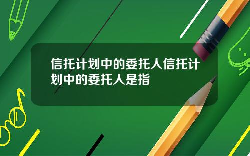 信托计划中的委托人信托计划中的委托人是指