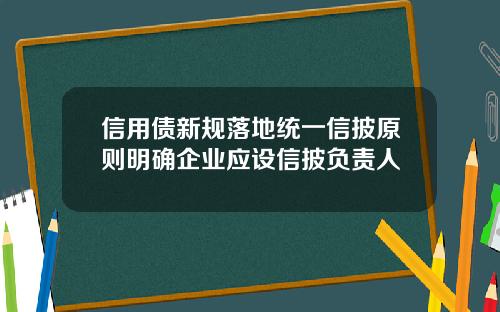 信用债新规落地统一信披原则明确企业应设信披负责人