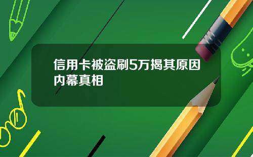 信用卡被盗刷5万揭其原因内幕真相