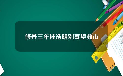 修养三年桂浩明别寄望救市