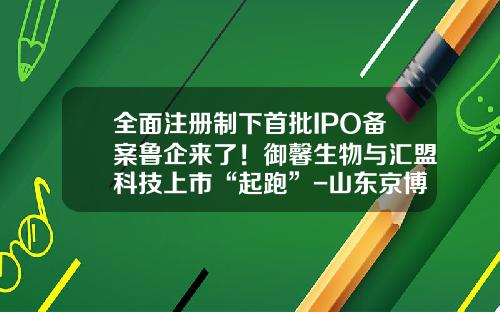 全面注册制下首批IPO备案鲁企来了！御馨生物与汇盟科技上市“起跑”-山东京博公司上市了吗