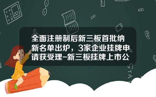 全面注册制后新三板首批纳新名单出炉，3家企业挂牌申请获受理-新三板挂牌上市公司