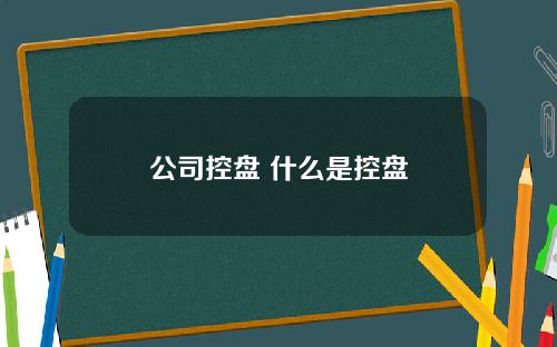 公司控盘 什么是控盘