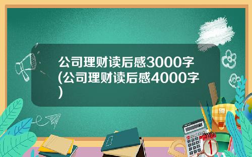 公司理财读后感3000字(公司理财读后感4000字)