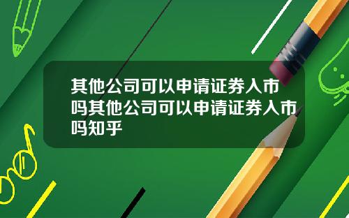 其他公司可以申请证券入市吗其他公司可以申请证券入市吗知乎