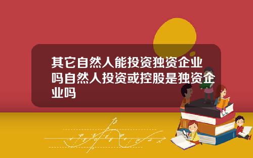 其它自然人能投资独资企业吗自然人投资或控股是独资企业吗