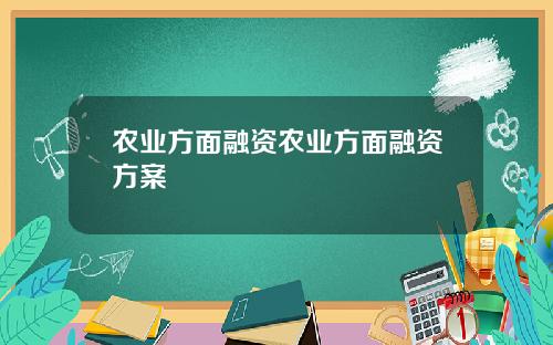 农业方面融资农业方面融资方案
