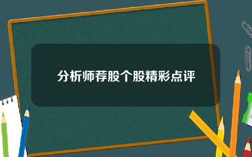 分析师荐股个股精彩点评