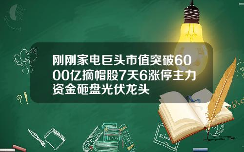 刚刚家电巨头市值突破6000亿摘帽股7天6涨停主力资金砸盘光伏龙头