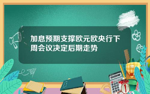 加息预期支撑欧元欧央行下周会议决定后期走势