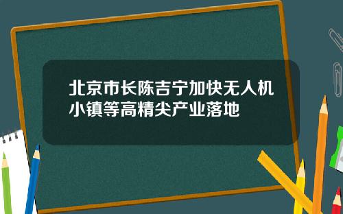 北京市长陈吉宁加快无人机小镇等高精尖产业落地