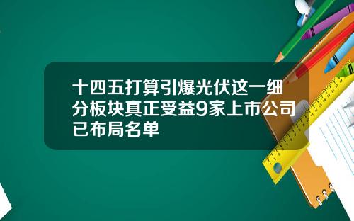 十四五打算引爆光伏这一细分板块真正受益9家上市公司已布局名单