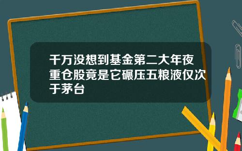 千万没想到基金第二大年夜重仓股竟是它碾压五粮液仅次于茅台
